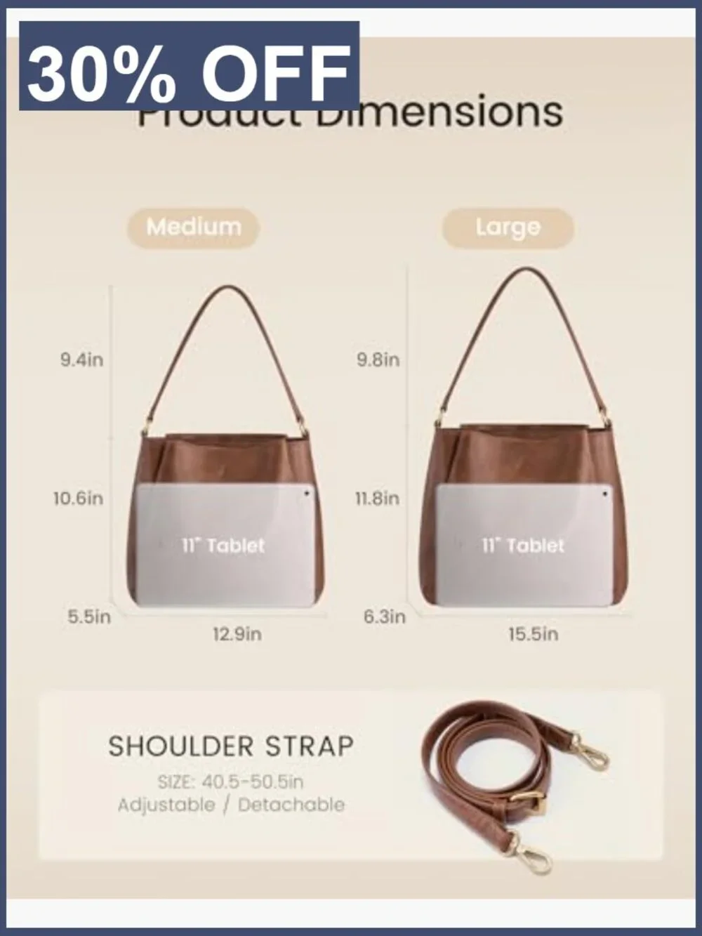 Hobo Bag Women Large 3 Compartments Waterproof Vegan Leather Crossbody Handbag